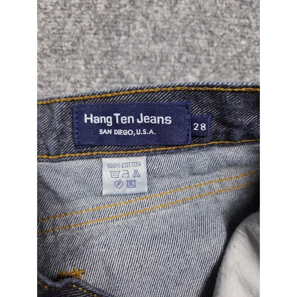 Hang Ten Jeans Straight Leg Mens 28 Indigo Dark Wash 100% Cotton Surf Denim